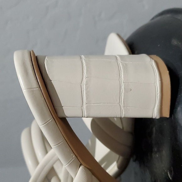 OASIS SOCIETY CREAM IVORY SANDAL STRAP HEELS CHUNKY ANIMAL PRINT PATTERN… - Picture 7 of 12